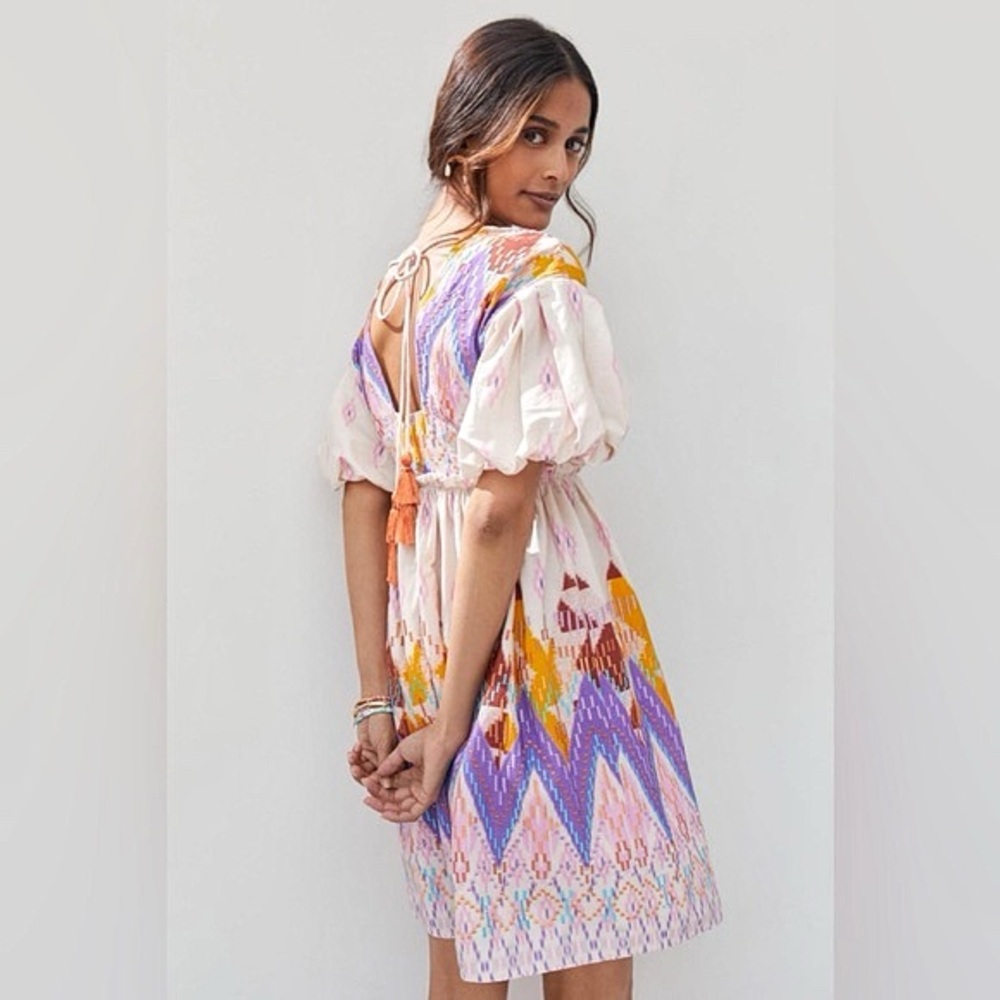 Anthropologie Not So Serious Dress Share Abstract Mini Tassel XS - Picture 3 of 12